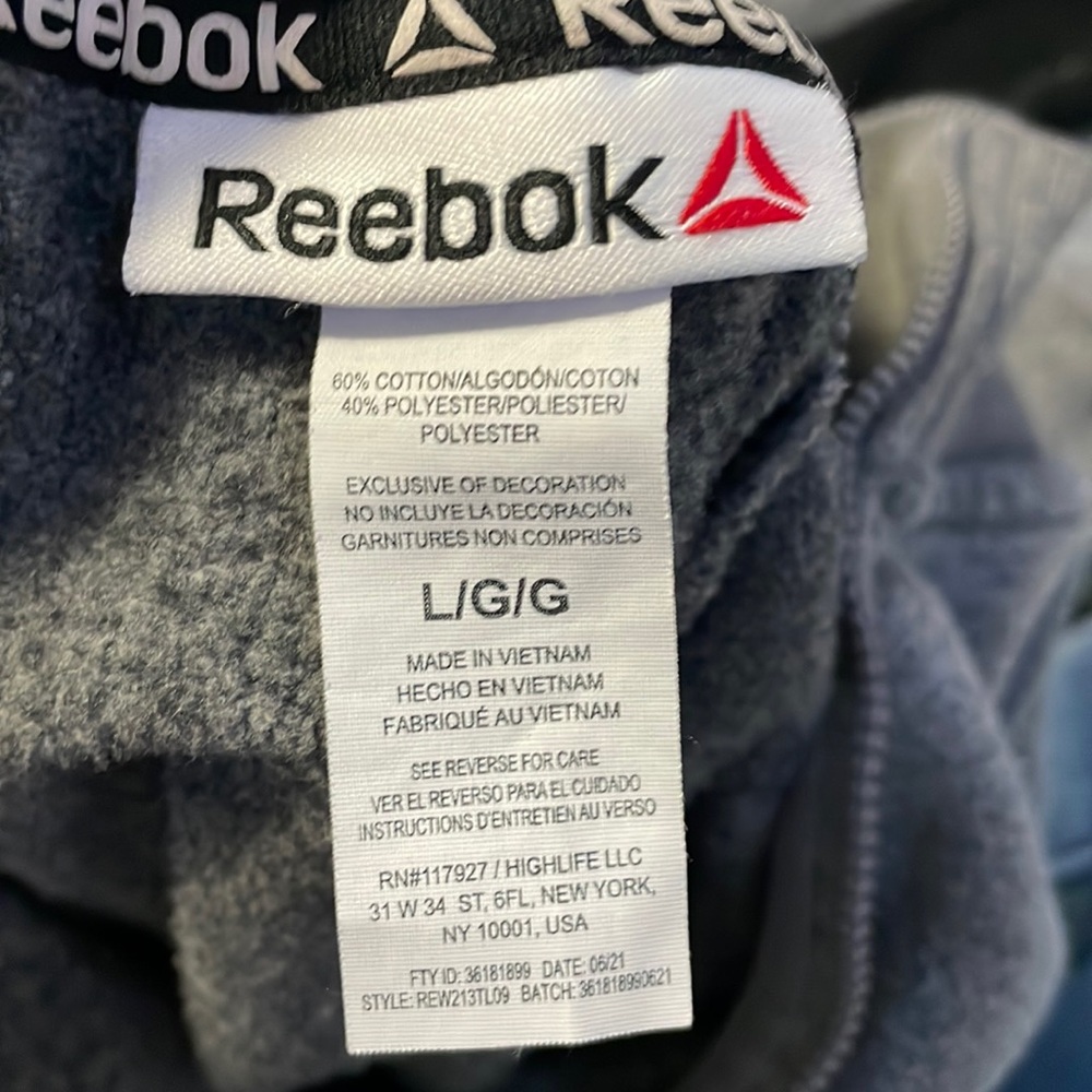 Reebok half zip up crewneck
